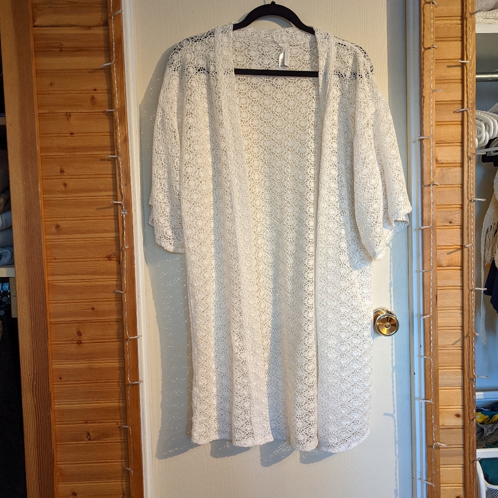 White Boho Kimono Beach Cover Up